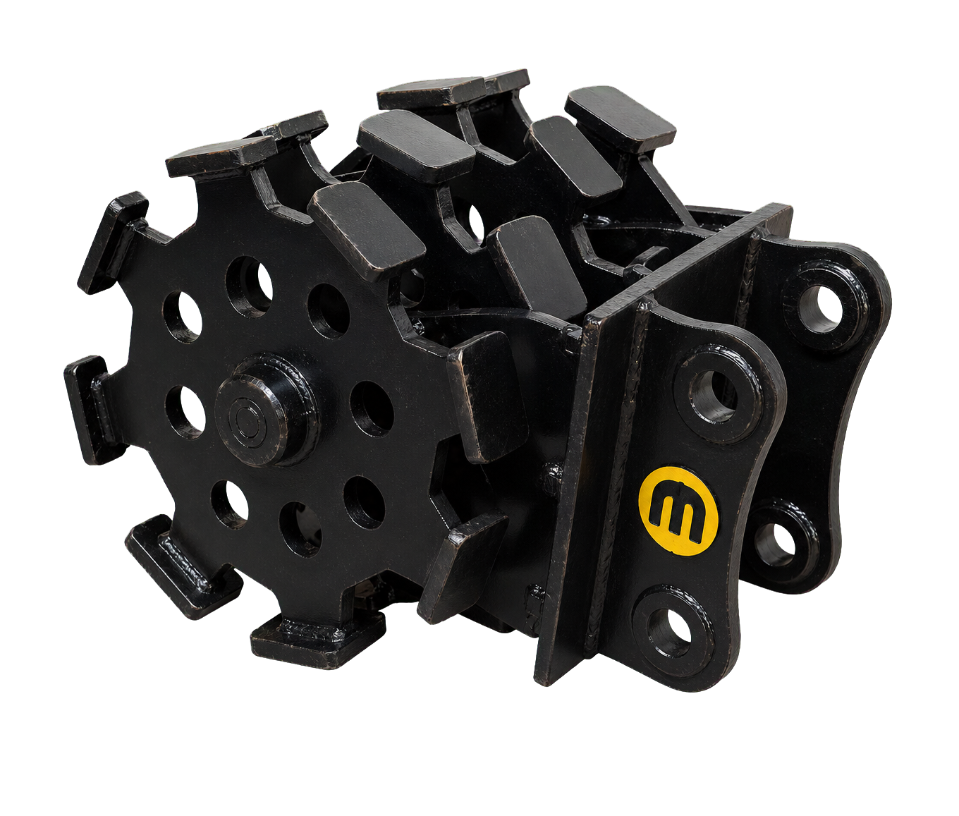 Compaction Wheel manufactured by East Attachments in black paint