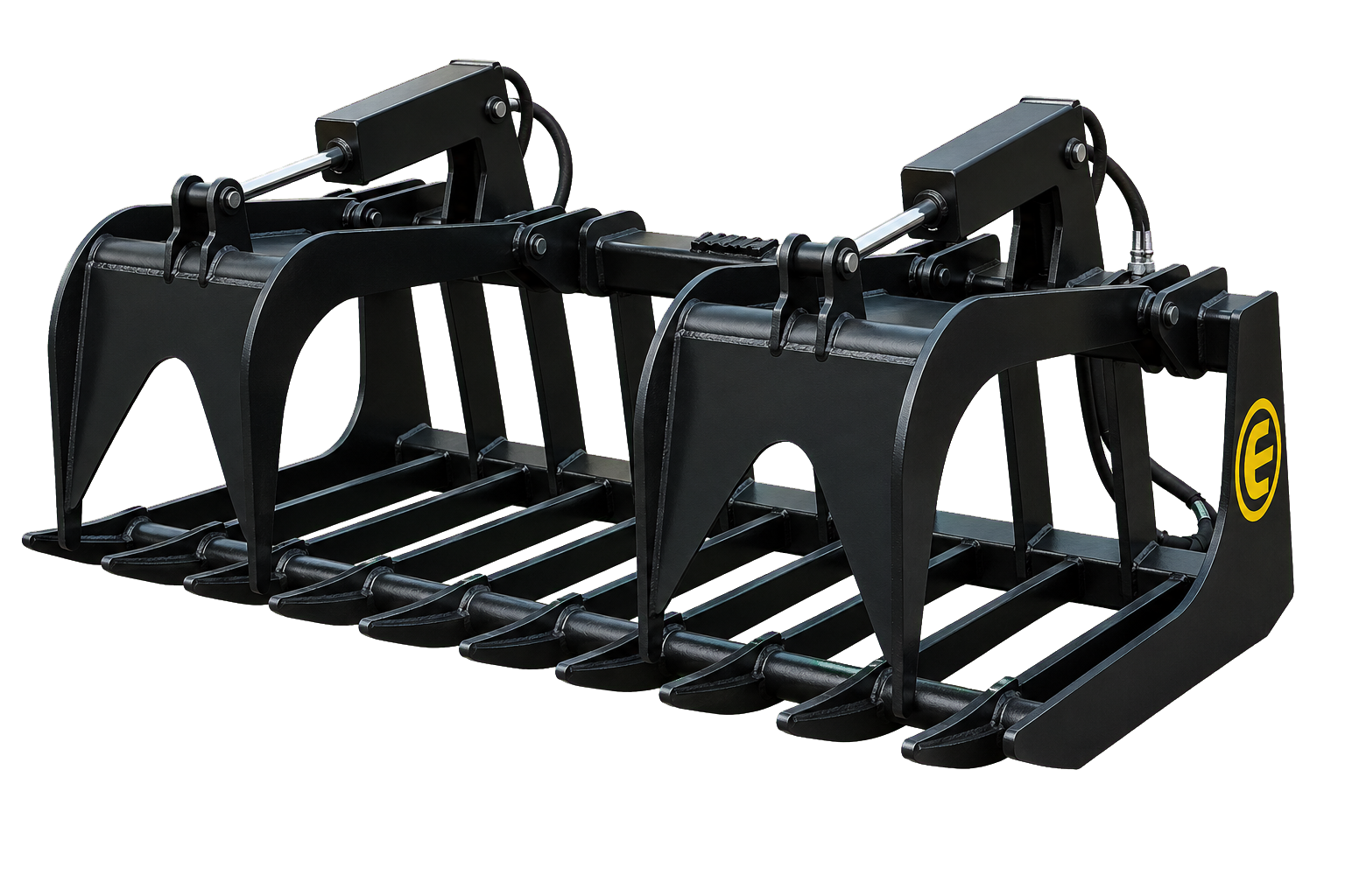 Heavy-Duty Skid Steer Root Grapple manufactured by East Attachments in black paint