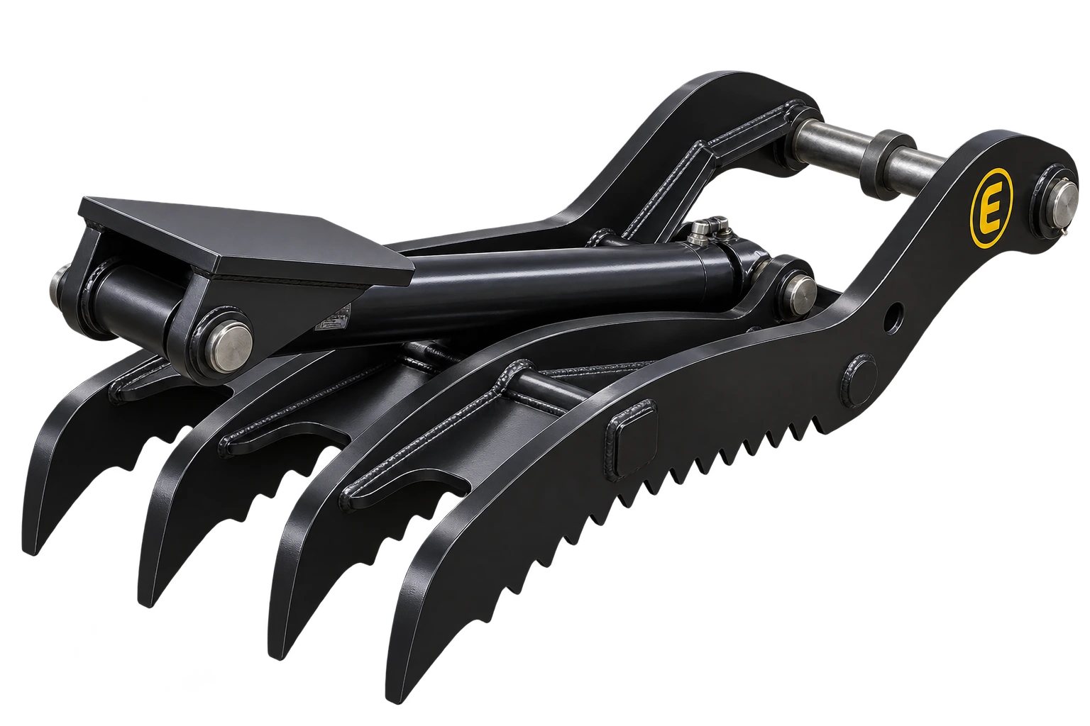 Pin-On Hydraulic Thumb manufactured by East Attachments in black paint