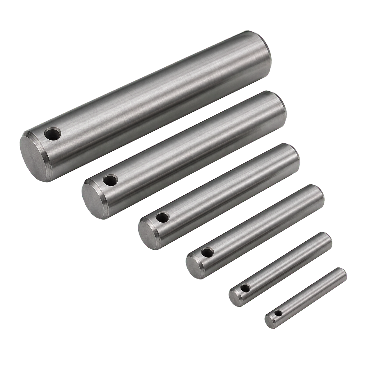 Cold-rolled steel replacement attachment pins with bore holes