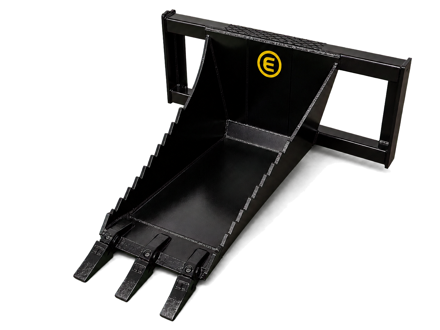 Skid Steer Stump Bucket manufactured by East Attachments in black paint