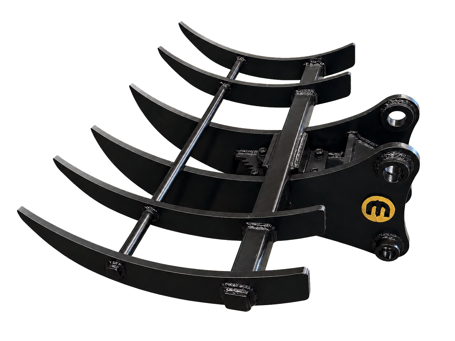 East Attachments excavator stumper with bolt-on rake